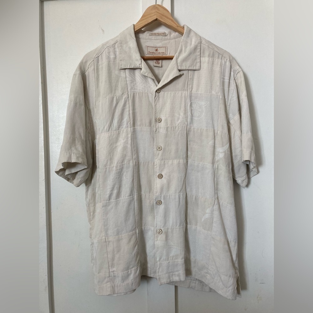 Paradise collection 100% fine washable silk Large button down shirt